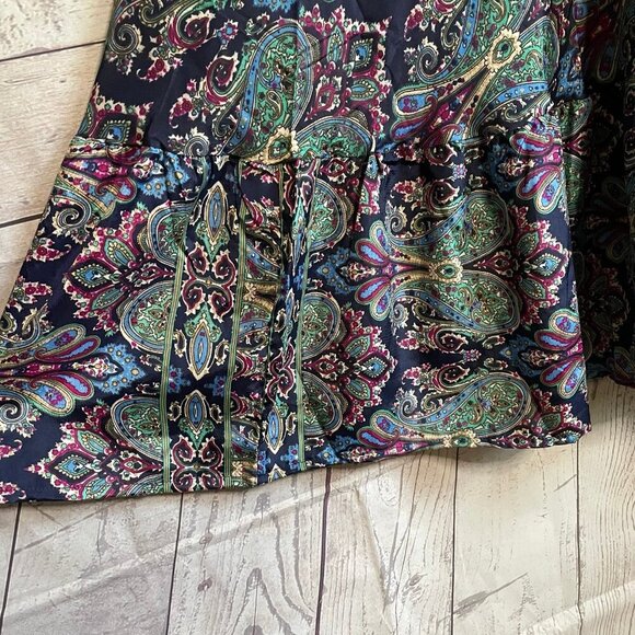 Indian Silk Maxi Dress with Kimono Sleeves, Size Medium - Picture 6 of 12